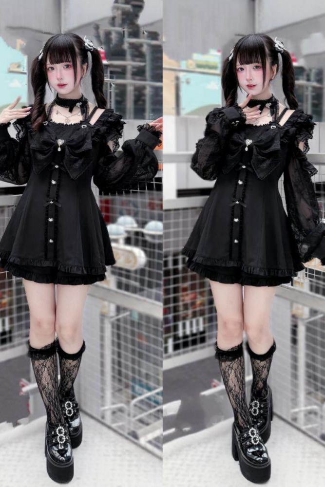 Shengzhongwei Lace Plaid Jirai Kei Dress and Shorts
