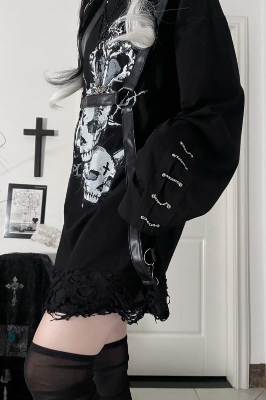 Tricuspid C The Soul Patchwork Jirai Kei Kuro Shiro T-shirt