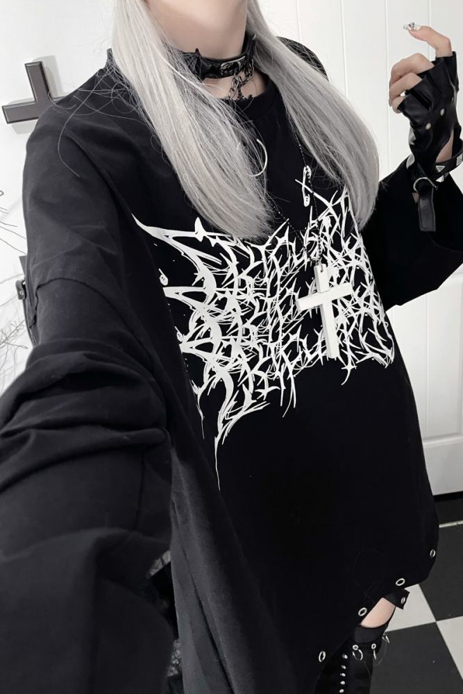 Tricuspid C Subculture Printed Jirai Kei Long Sleeve T-shirt