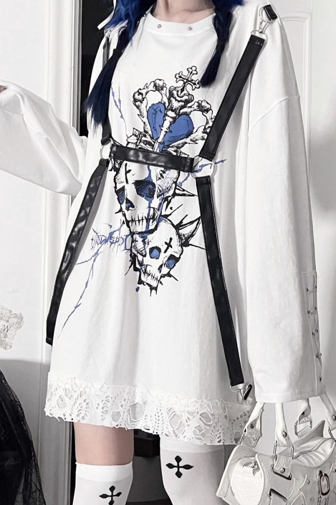 Tricuspid C The Soul Patchwork Jirai Kei Kuro Shiro T-shirt