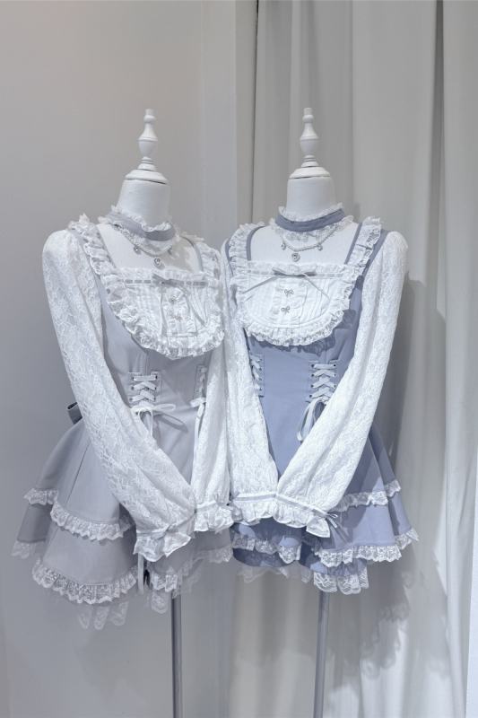 Shirohato Lace Bib Collar Jirai Kei Dress and Shorts