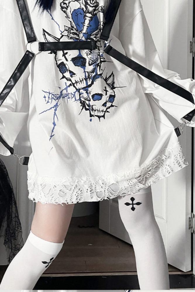 Tricuspid C The Soul Patchwork Jirai Kei Kuro Shiro T-shirt