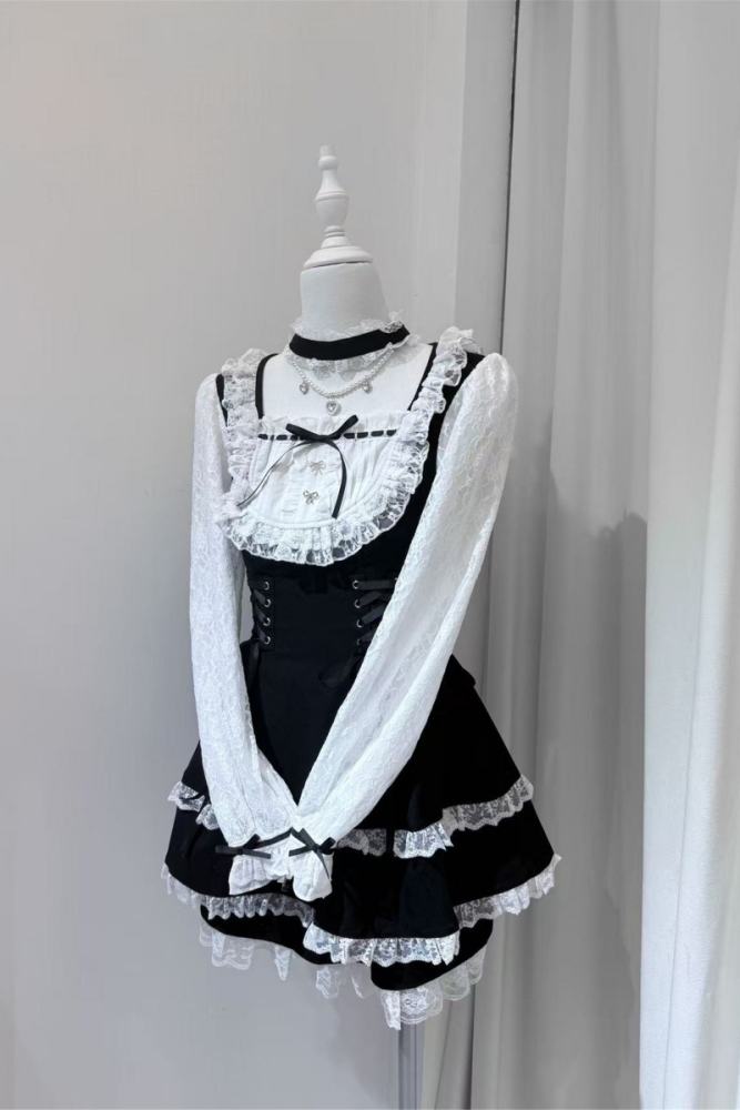 Shirohato Lace Bib Collar Jirai Kei Dress and Shorts