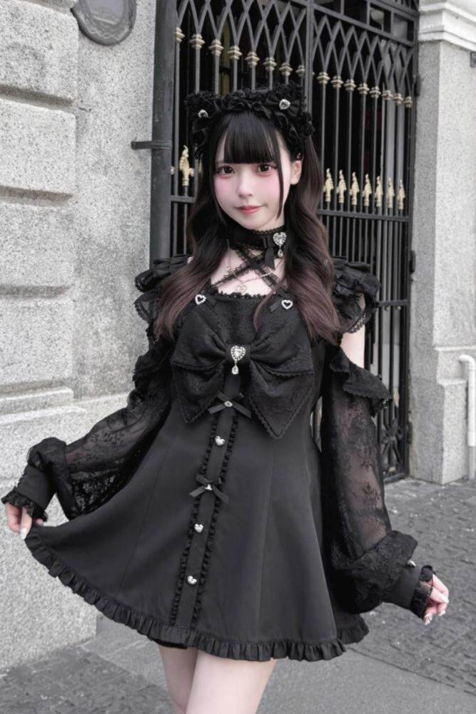 Shengzhongwei Lace Plaid Jirai Kei Dress and Shorts