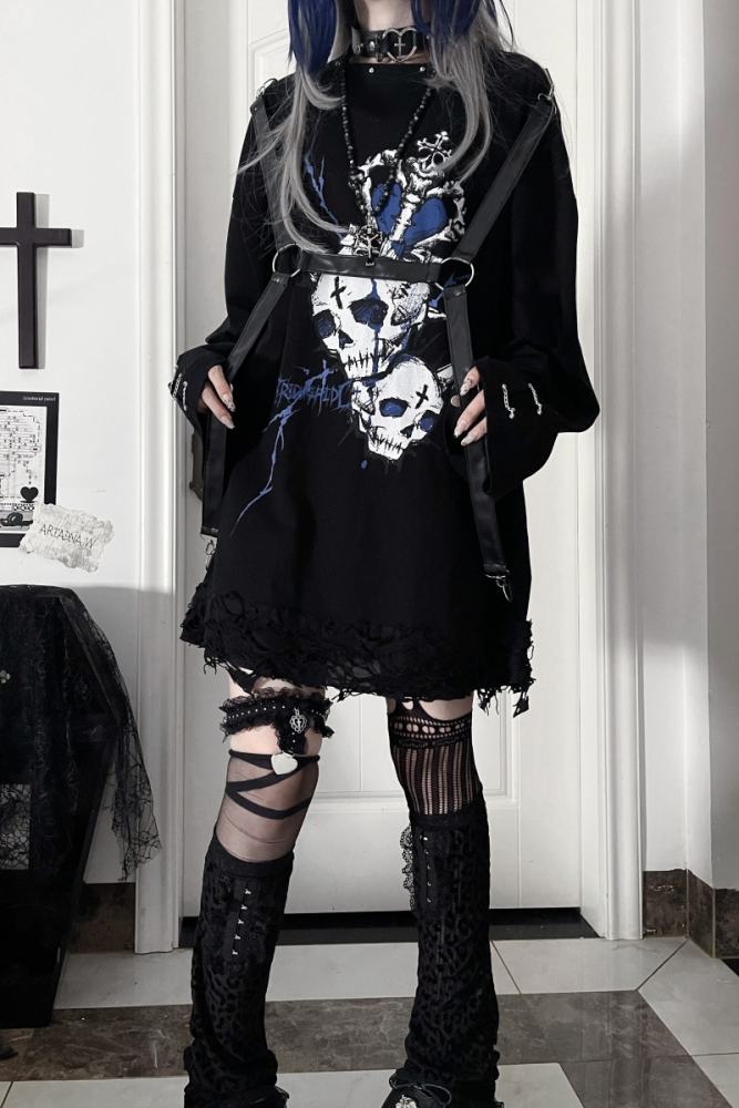Tricuspid C The Soul Patchwork Jirai Kei Kuro Shiro T-shirt