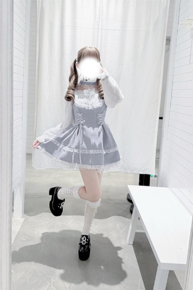 Shirohato Lace Bib Collar Jirai Kei Dress and Shorts