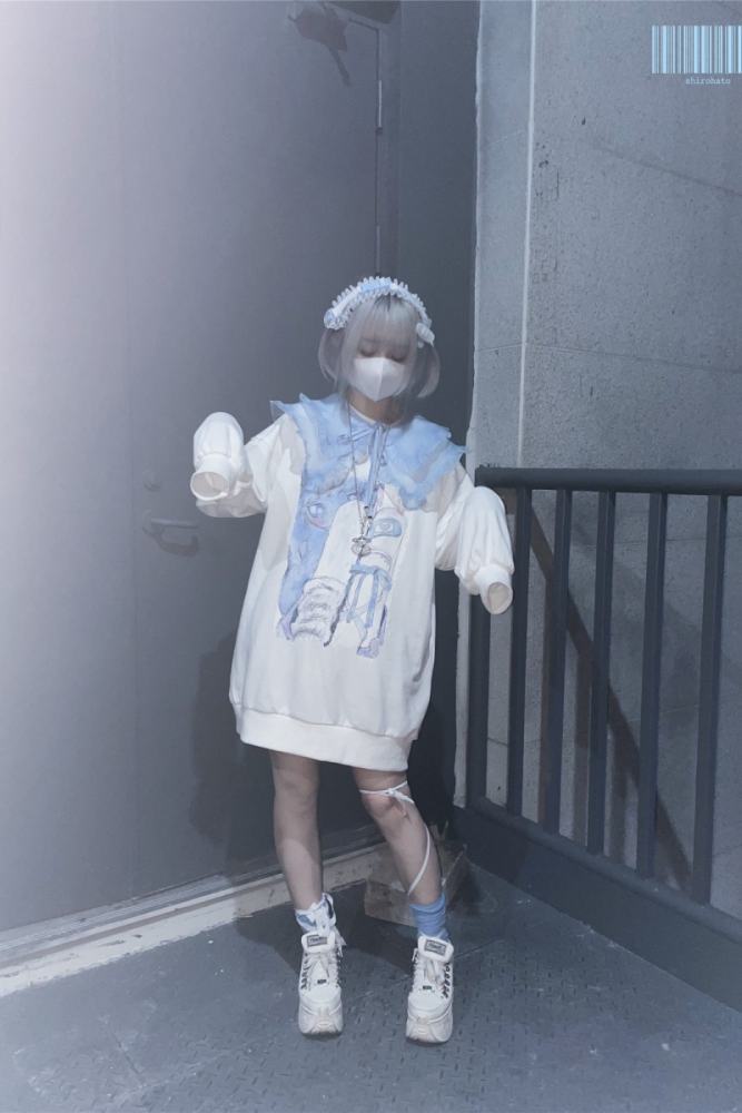 Shirohato X sunzhouuu Jirai Kei Printed Hoodie