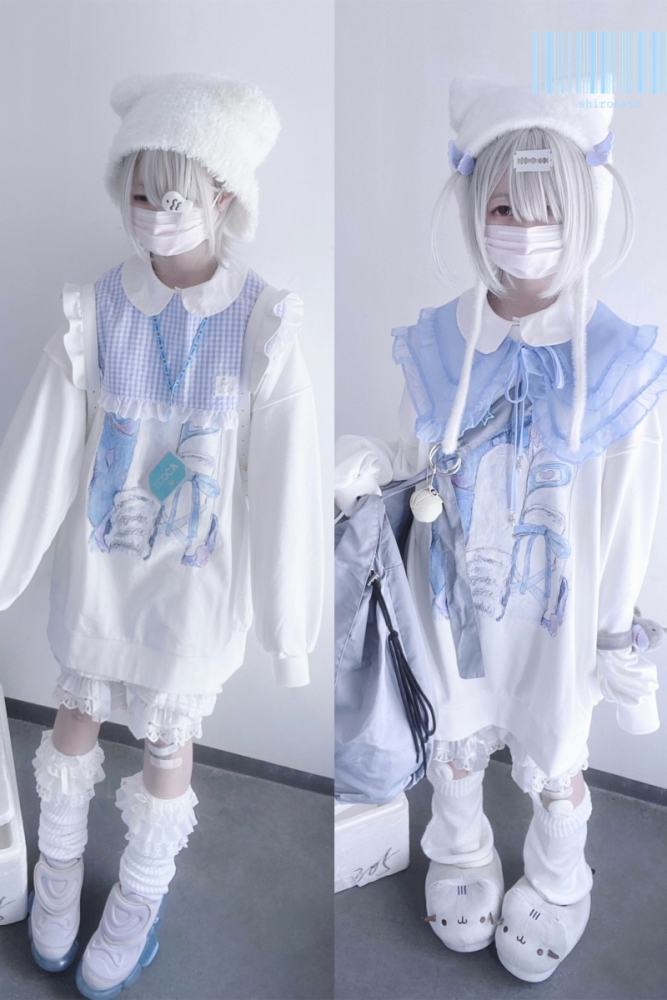 Shirohato X sunzhouuu Jirai Kei Printed Hoodie