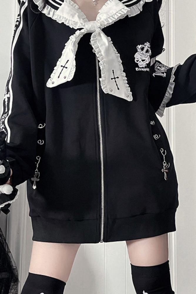 Tricuspid C Sailor Collar Jirai Kei Ruffled Bowknot Coat