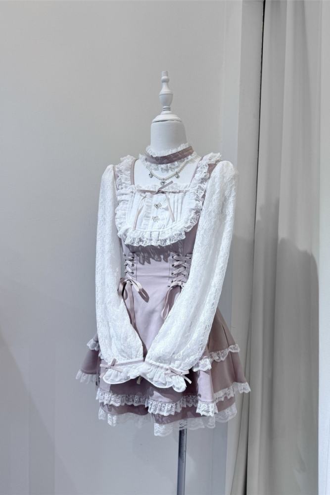 Shirohato Lace Bib Collar Jirai Kei Dress and Shorts