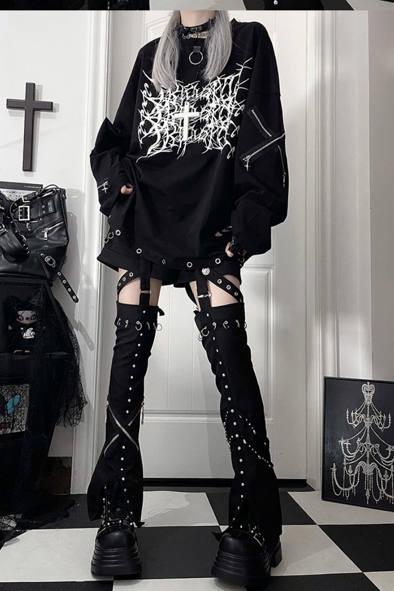 Tricuspid C Subculture Printed Jirai Kei Long Sleeve T-shirt