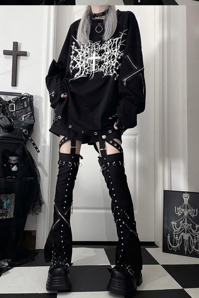 Tricuspid C Subculture Printed Jirai Kei Long Sleeve T-shirt
