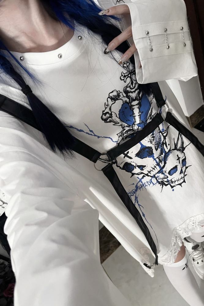 Tricuspid C The Soul Patchwork Jirai Kei Kuro Shiro T-shirt