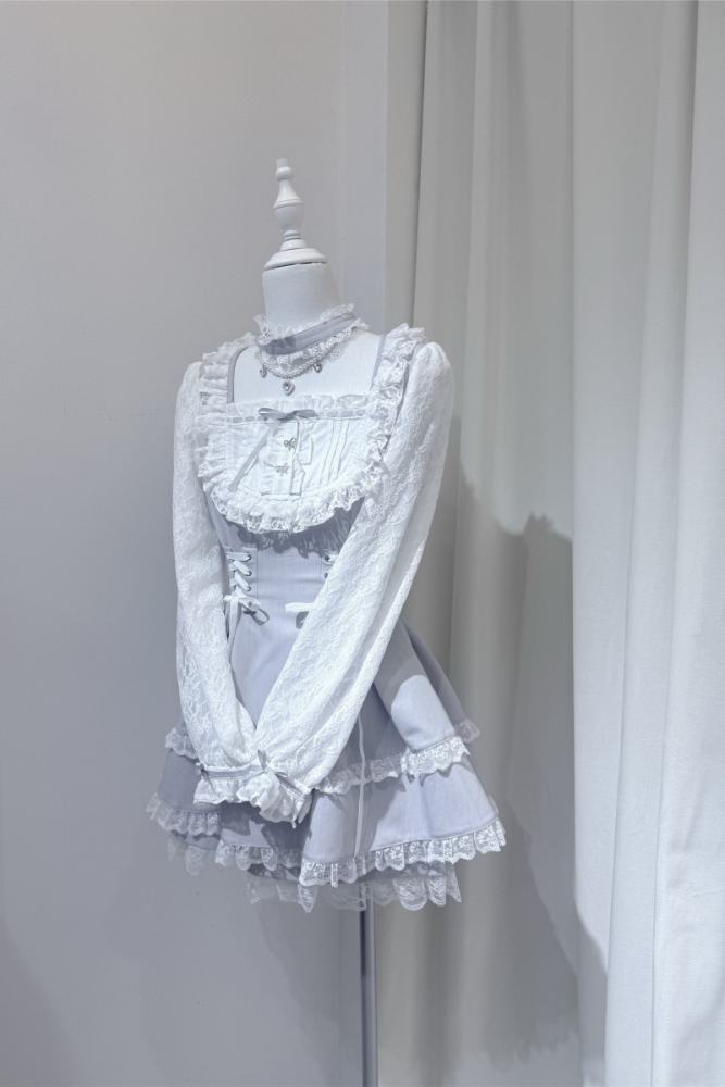 Shirohato Lace Bib Collar Jirai Kei Dress and Shorts