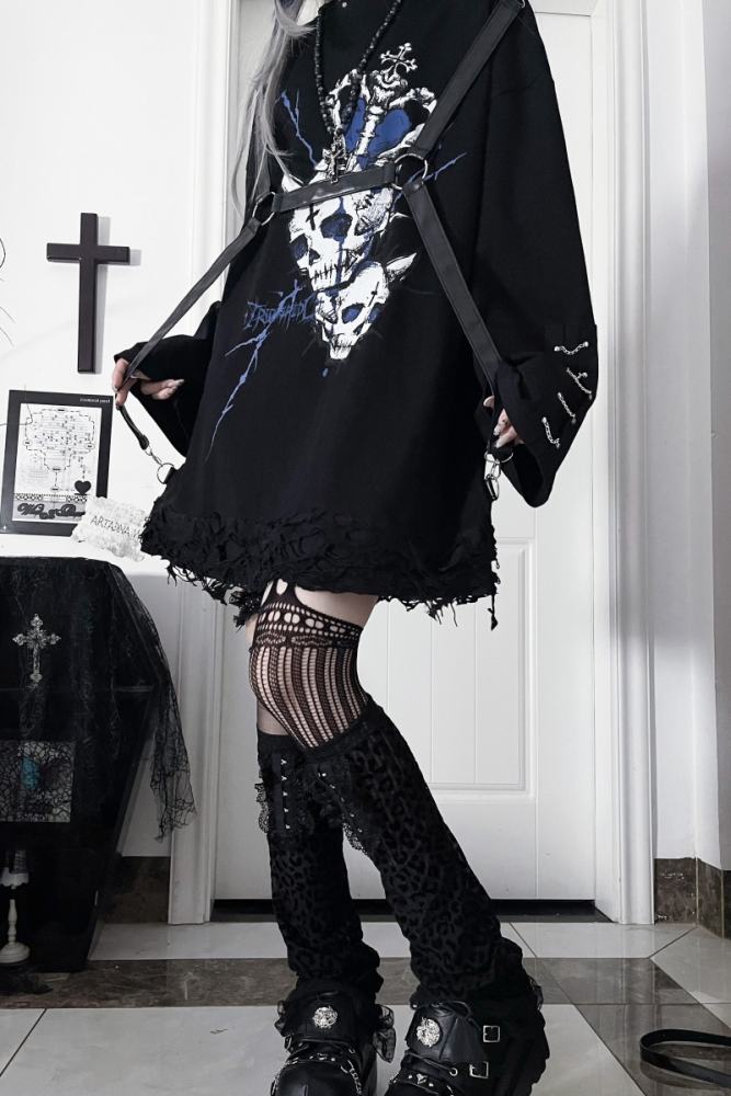 Tricuspid C The Soul Patchwork Jirai Kei Kuro Shiro T-shirt
