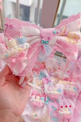 Love Heart Cherry Bear Lolita Headbow and Necklace