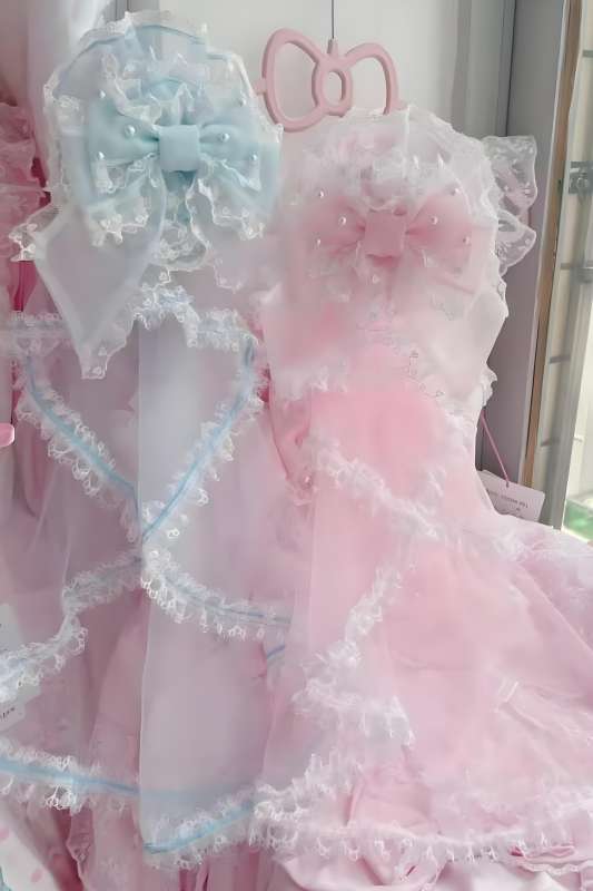 Sweet Lolita Flower Ball Head Veil Headbow