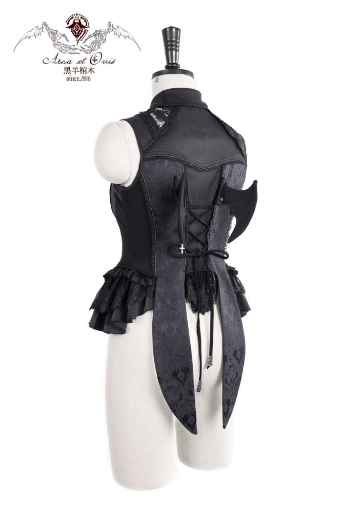 Arca Et Ovis ~The Little Demon~ Gothic Lolita Vest and Skirt Tailing and Bonnet