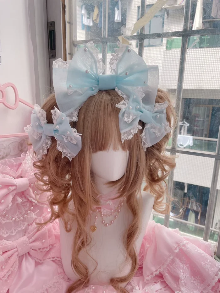 Lovely Bowknot Lolita Headbow and Side Clip 8 Colors