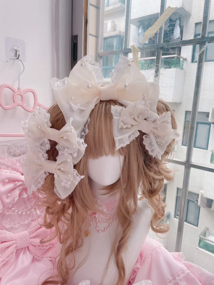 Lovely Bowknot Lolita Headbow and Side Clip 8 Colors