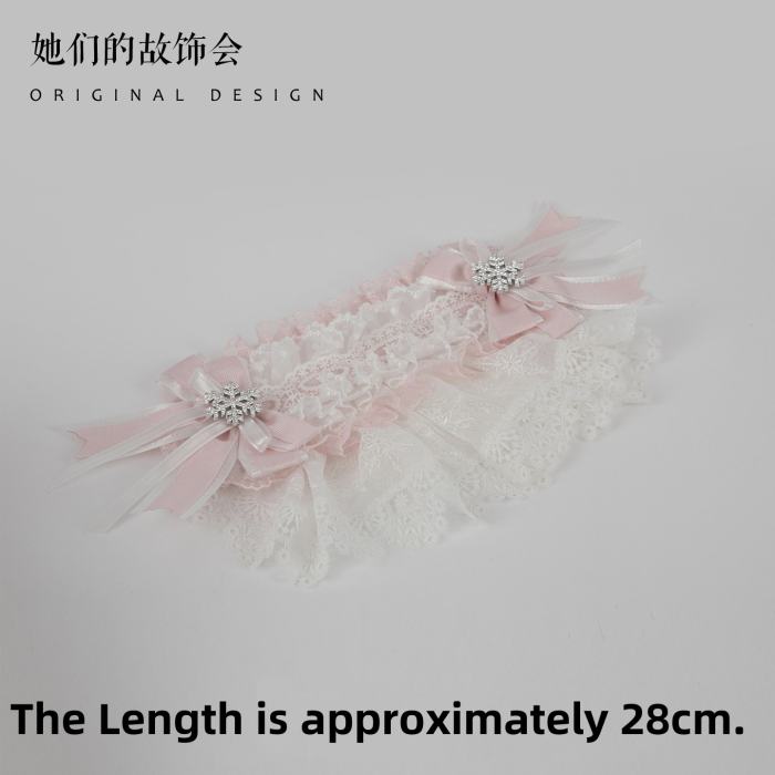 Gsh Pink Crown Lolita Top Hat Headbow Side Clip Hair Accessories
