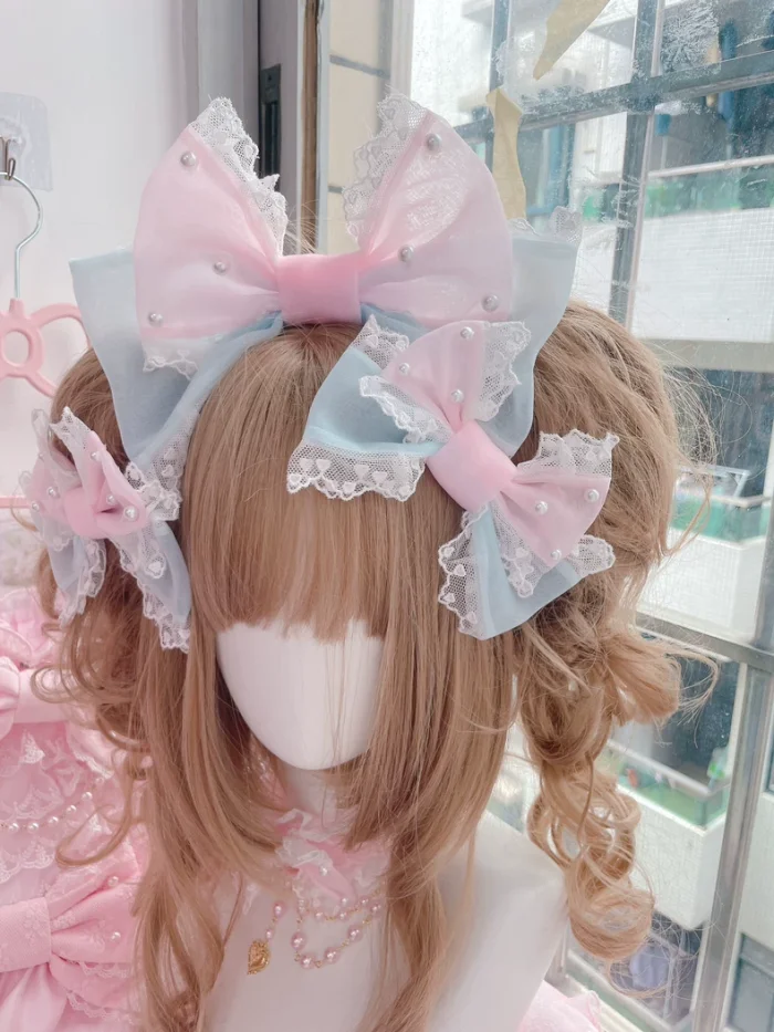 Lovely Bowknot Lolita Headbow and Side Clip 8 Colors