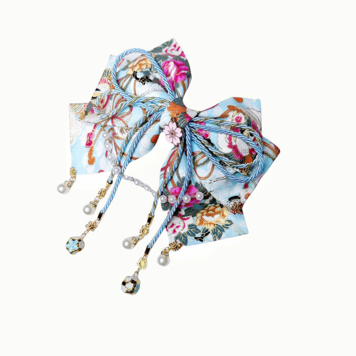 Lianzicao Japanese Bowknot Tassel Hairpin Lolita Side Clip