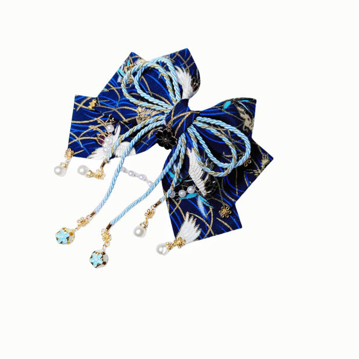 Lianzicao Japanese Bowknot Tassel Hairpin Lolita Side Clip