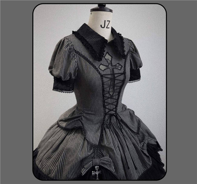 Susin Striped Cross Gothic Set Lolita Dress Clothes