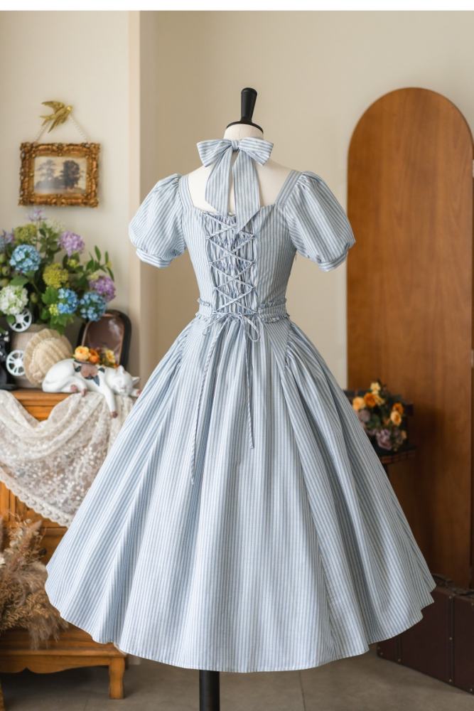 Forest Wardrobe Fragrance Forest French Vintage Striped Apricot Dress