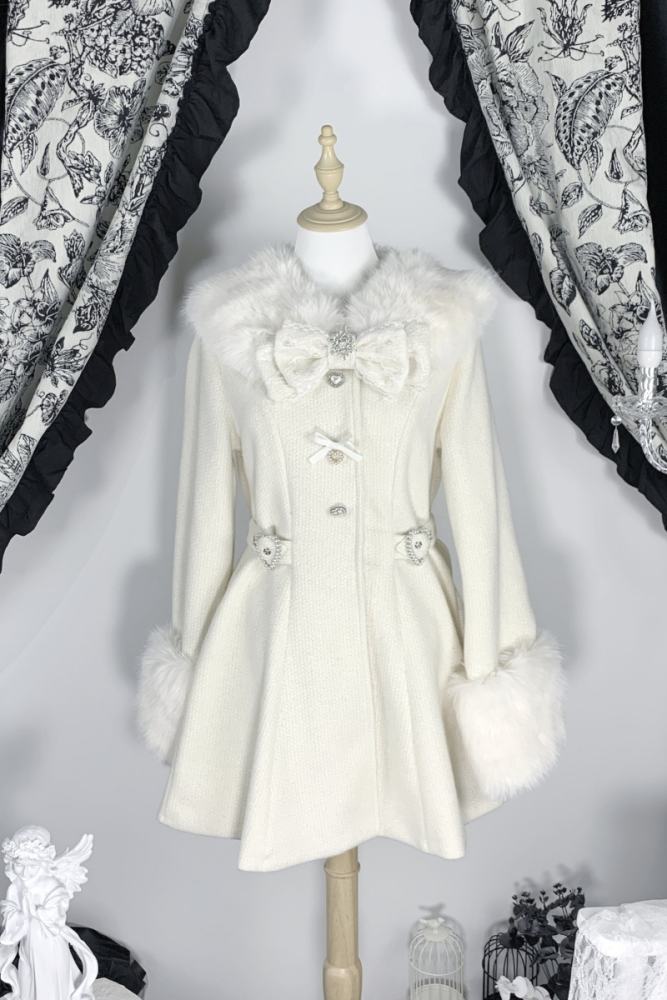 Virtual Paradise ~Star Dream~ Bowknot Jirai Kei Black Beige Coat