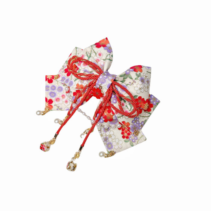 Lianzicao Japanese Bowknot Tassel Hairpin Lolita Side Clip