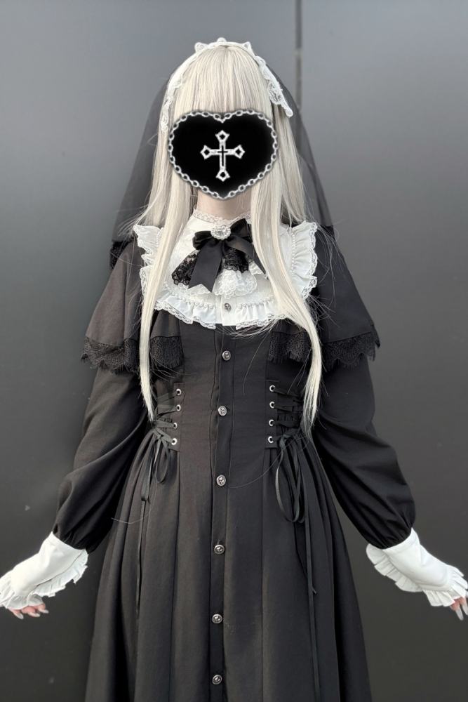 Virtual Paradise ~Silent Prayer~ Gothic Nun Jirai Kei Black Long Dress
