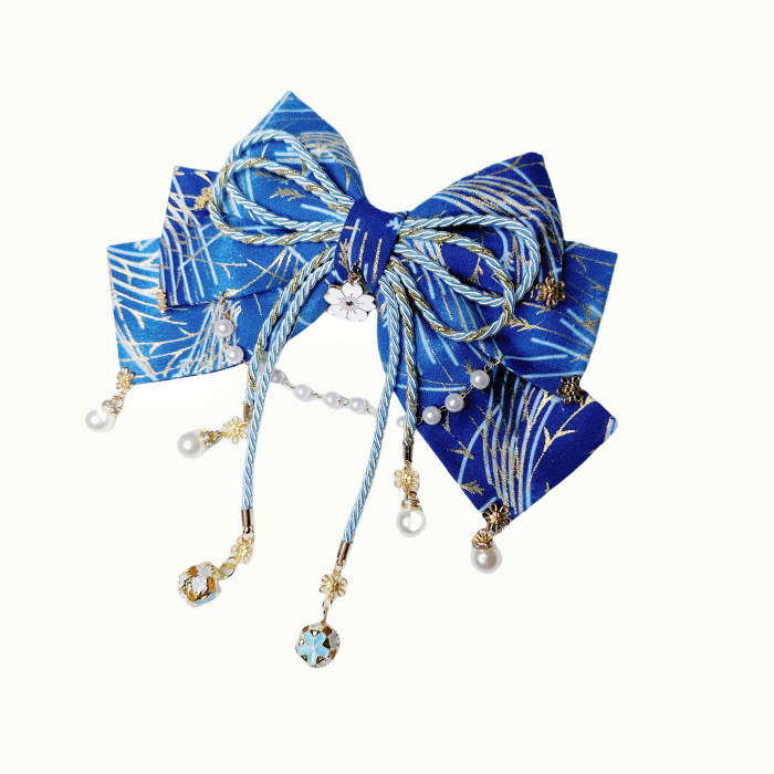 Lianzicao Japanese Bowknot Tassel Hairpin Lolita Side Clip