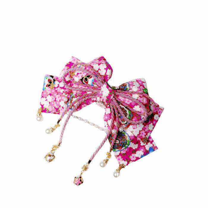 Lianzicao Japanese Bowknot Tassel Hairpin Lolita Side Clip