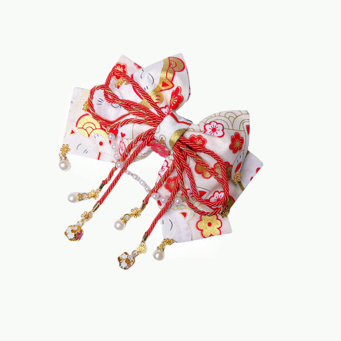 Lianzicao Japanese Bowknot Tassel Hairpin Lolita Side Clip
