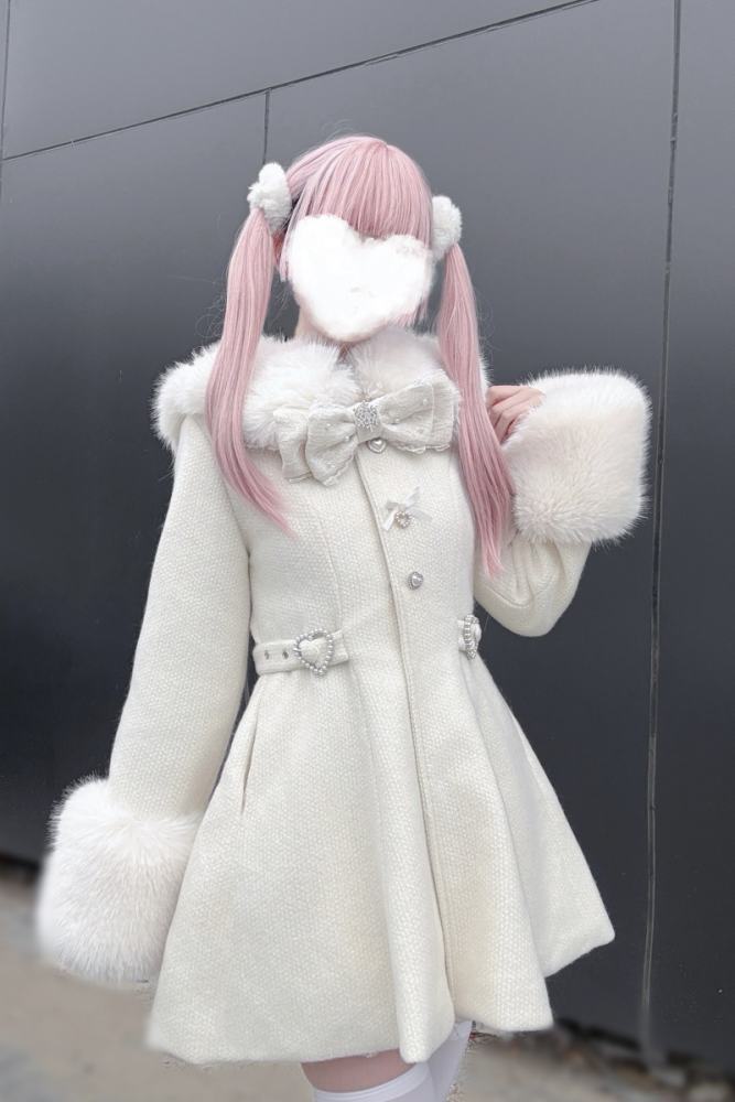 Virtual Paradise ~Star Dream~ Bowknot Jirai Kei Black Beige Coat