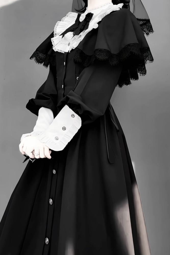 Virtual Paradise ~Silent Prayer~ Gothic Nun Jirai Kei Black Long Dress