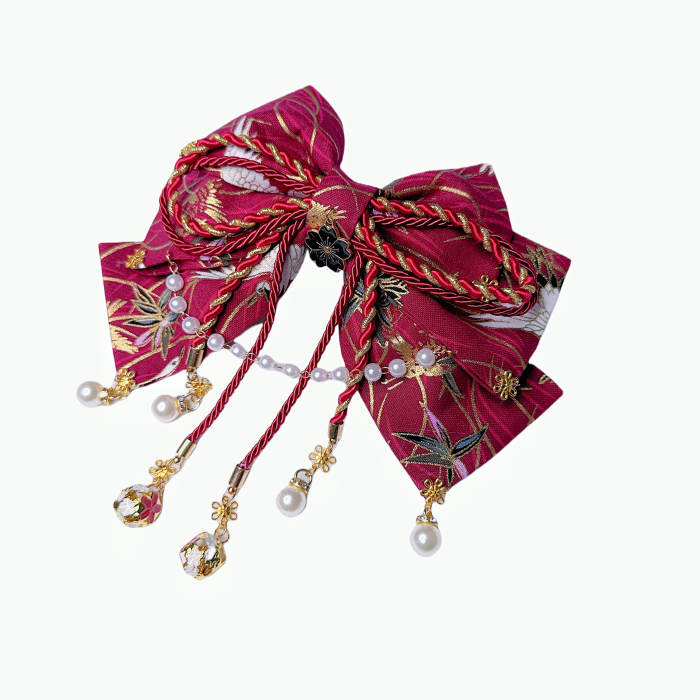 Lianzicao Japanese Bowknot Tassel Hairpin Lolita Side Clip