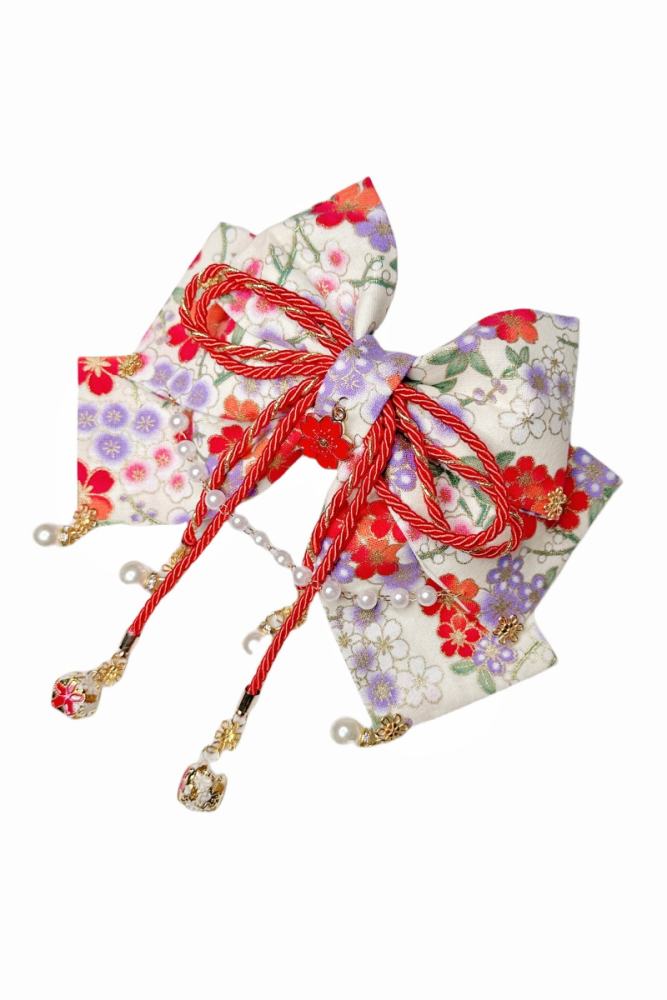 Lianzicao Japanese Bowknot Tassel Hairpin Lolita Side Clip