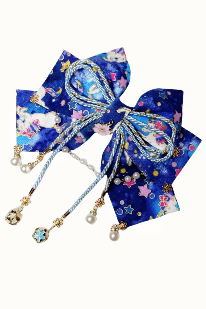 Lianzicao Japanese Bowknot Tassel Hairpin Lolita Side Clip