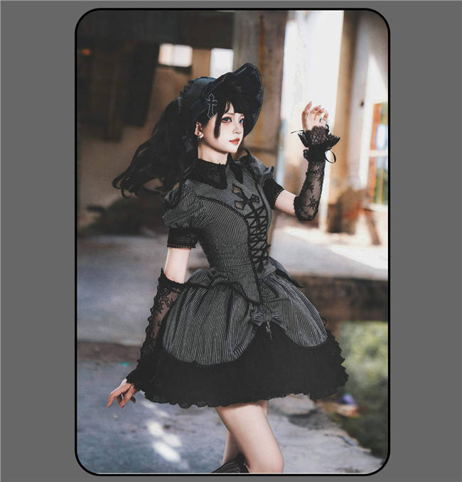 Susin Striped Cross Gothic Set Lolita Dress Clothes