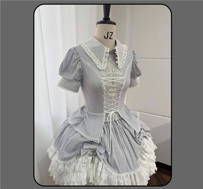 Susin Striped Cross Gothic Set Lolita Dress Clothes