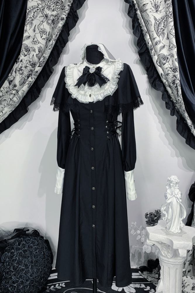 Virtual Paradise ~Silent Prayer~ Gothic Nun Jirai Kei Black Long Dress