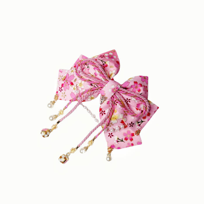 Lianzicao Japanese Bowknot Tassel Hairpin Lolita Side Clip