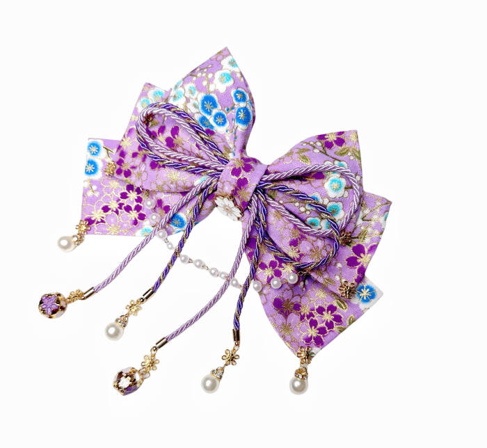 Lianzicao Japanese Bowknot Tassel Hairpin Lolita Side Clip