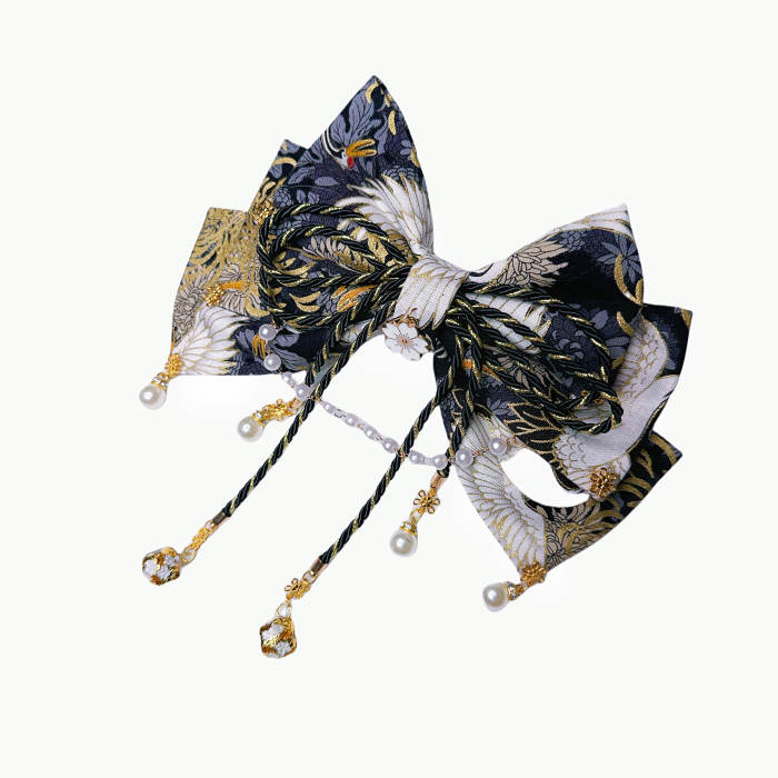 Lianzicao Japanese Bowknot Tassel Hairpin Lolita Side Clip