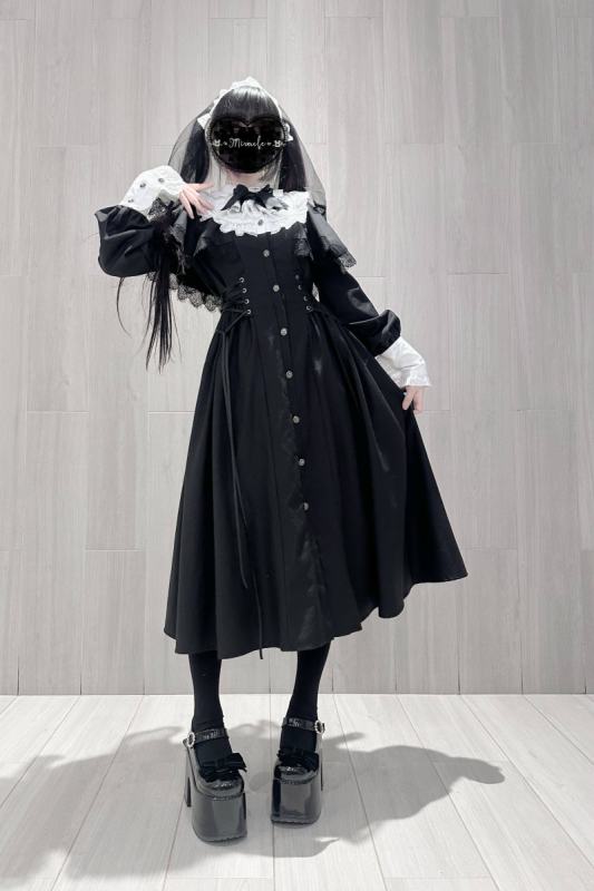 Virtual Paradise ~Silent Prayer~ Gothic Nun Jirai Kei Black Long Dress