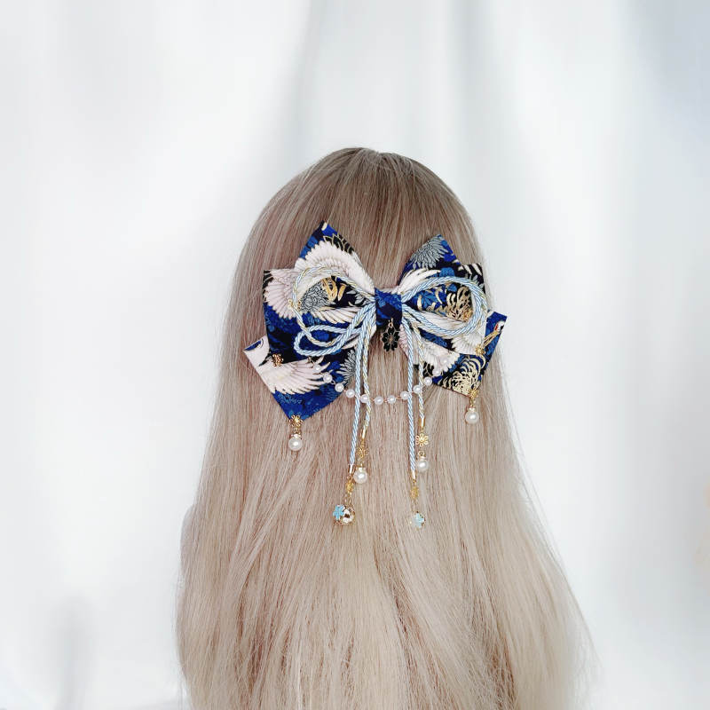 Lianzicao Japanese Bowknot Tassel Hairpin Lolita Side Clip