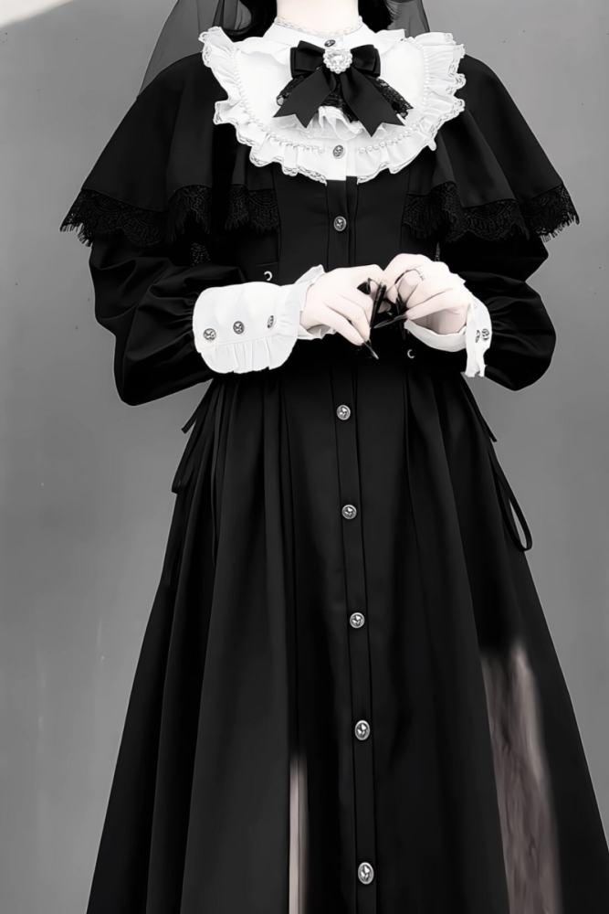 Virtual Paradise ~Silent Prayer~ Gothic Nun Jirai Kei Black Long Dress